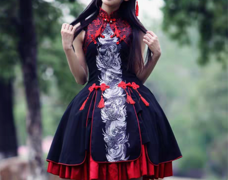转卖青龙白虎lolita 中国风连衣裙 洛...