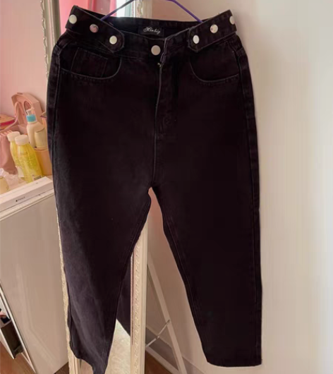 包邮经典复古女士牛仔小脚裤2022年春新款...