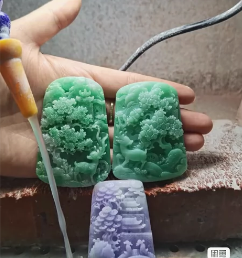 精工手工雕刻翡翠玉石挂件把件抛光加工定制一...