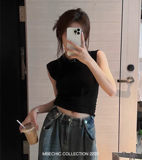 莫丙Mbechic 假两件设计感小众修身无...