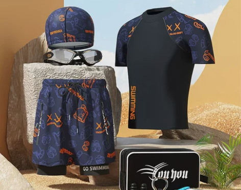 游泳泳衣男款专业防尴尬大码宽松双层游泳裤泡...