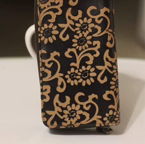 全新食草堂女士真皮牛皮长款钱包手拿包咖啡色...