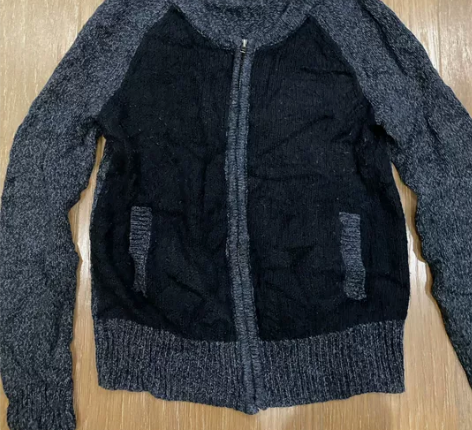 孤品限量Old navy 黑灰拼色针织拉链...