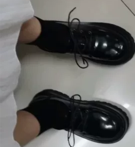 ?unif鞋厚底鞋英伦风黑色日系软妹小皮鞋...