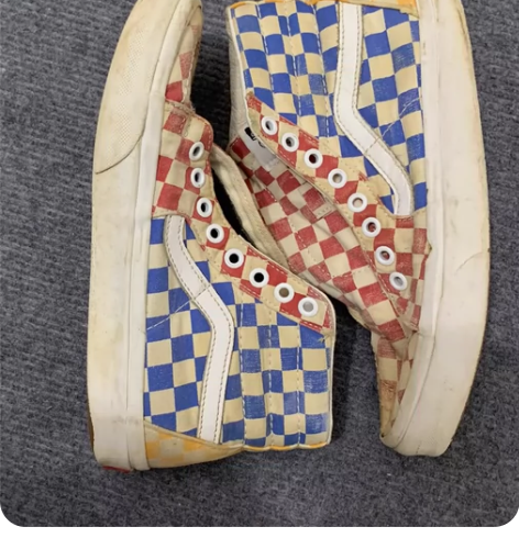 Vans Sk8-Hi 红蓝格子拼接情侣高...