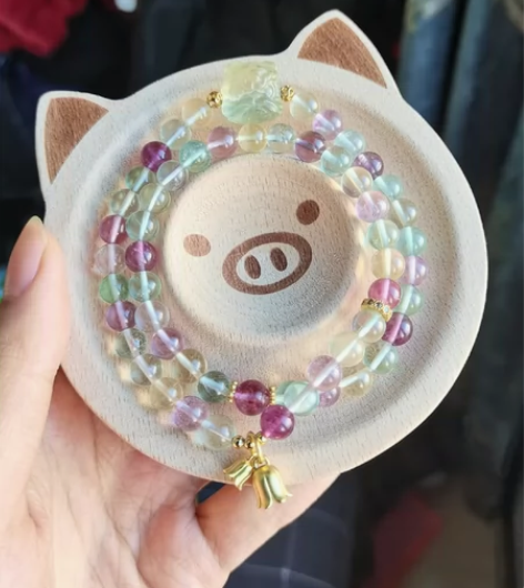 冰淇淋配色萤石双圈设计款手串 珠子都是天然...