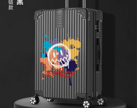 涂鸦行李箱女万向轮铝框密码拉杆箱结实耐用旅...