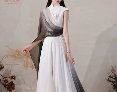 新款舞台独唱礼服民声乐独奏演出服学生艺考古...