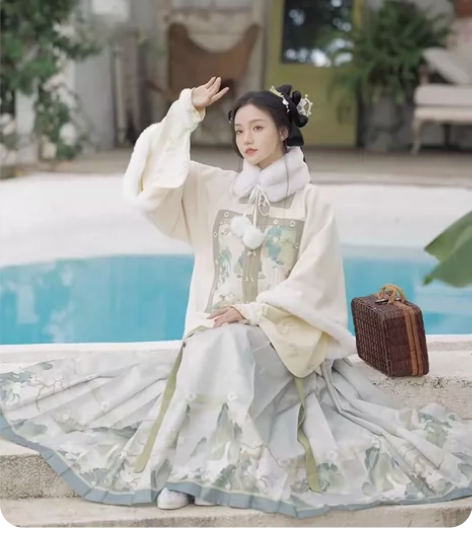 桔屿【晴江观鸭】原创汉服女明制琵琶袖加厚方...