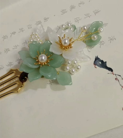 仿玉色昙花海王钗 无现货，工期7天(需要补...