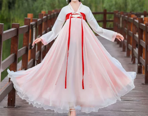 汉服女中国风正品原创唐制古装粉色襦裙改良版...