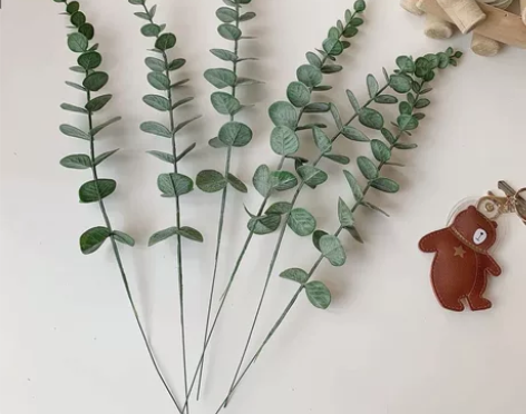 ins风复古尤加利金钱叶枝小清新仿真绿植假...