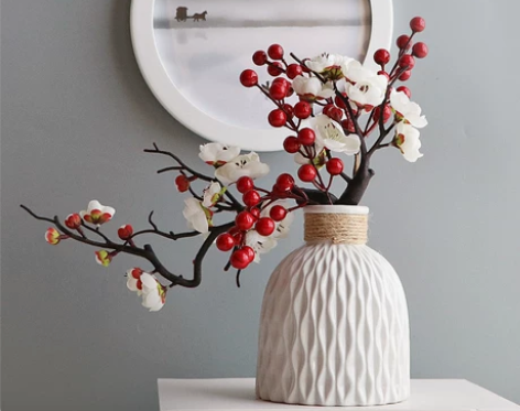 梅花中式仿真花艺盆景盆栽摆件干花插花客厅新...