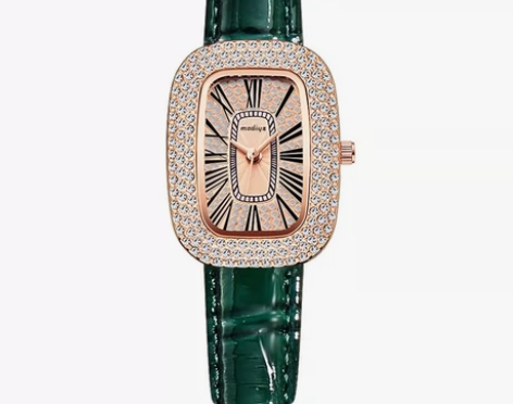 小绿表鸽子蛋皮带手表女批发抖音快手直播石英...