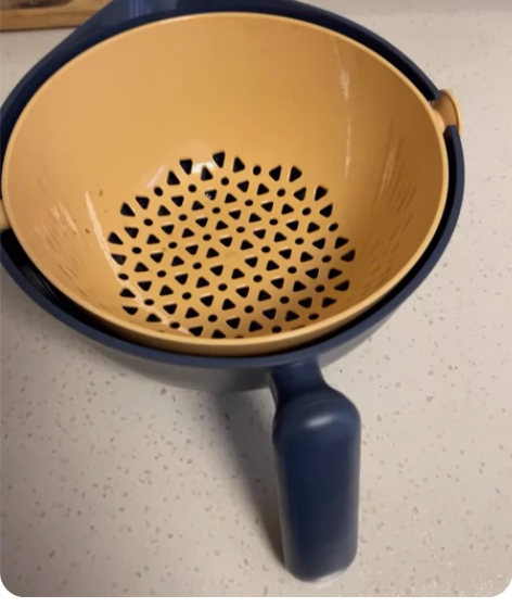 家庭自用 洗菜洗水果篮子。桔色圆形套蓝1套...