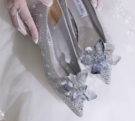 jc最高版本水晶鞋，平底婚鞋，银色40码，...