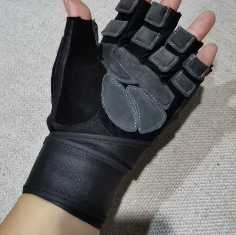 健身手套加长护腕器械举重卧推哑铃训练真皮 ...