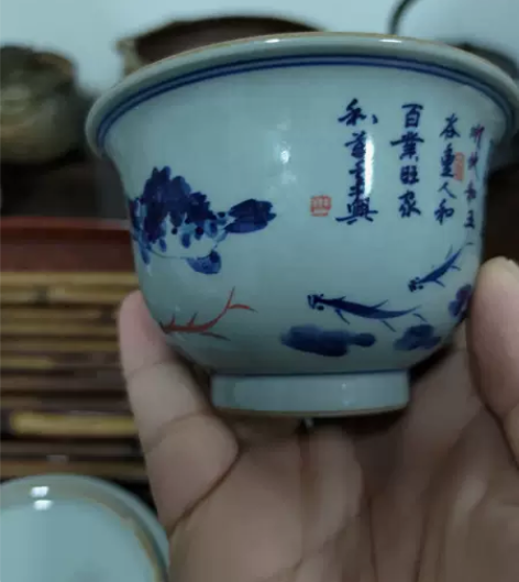 景德镇 缘来堂柴窑 老陶泥 盖碗 2个压手...