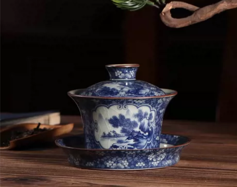 开窗冰梅-老陶泥马蹄盖碗青花陶瓷功夫茶具 ...