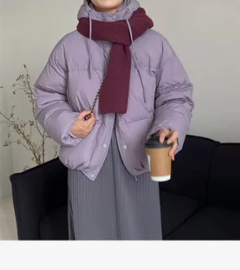 江左 小个子连帽羽绒服面包服女2022冬9...