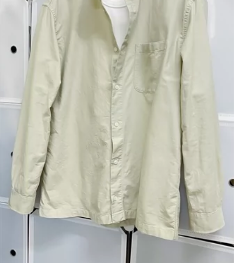 无印良品 棉水洗牛津立领衬衫 男 L码 淡...