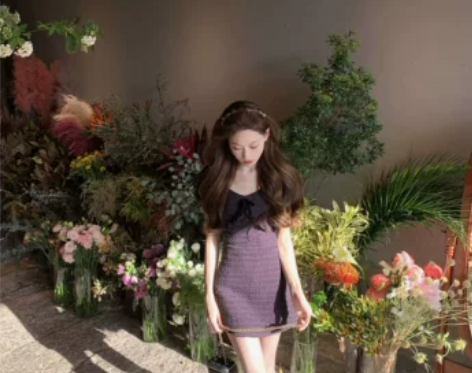 黑加仑紫色显白连衣裙贵气蝴蝶小香风短裙女
