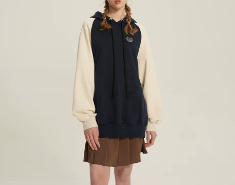 ERI潮牌美式复古男士女同款拼接情侣连帽