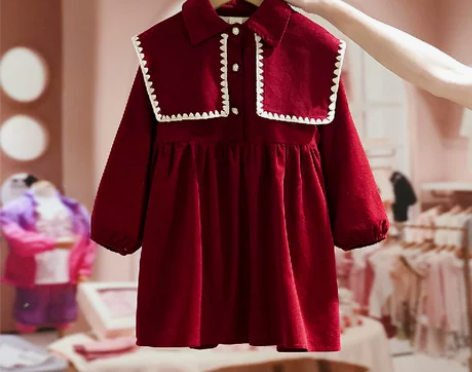 【狂欢价】拉夏贝尔童装女童秋冬长袖加绒连衣...