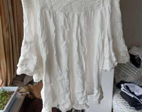 拉夏贝尔商场购入正版可一字领露肩木耳边蕾丝...