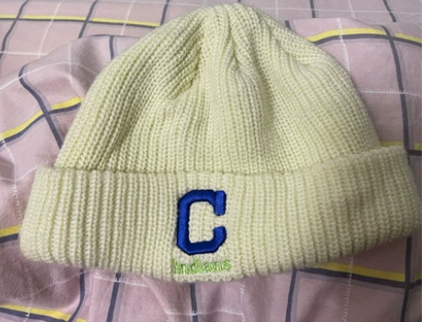 韩国mlb米白色毛线帽ny针织刺绣保暖百搭...