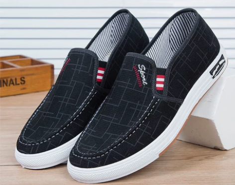 全新包邮新款老北京布鞋男帆布鞋男鞋一脚蹬懒...