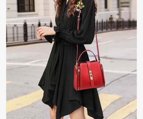 Viney女包包2020新款潮真皮水桶包时...