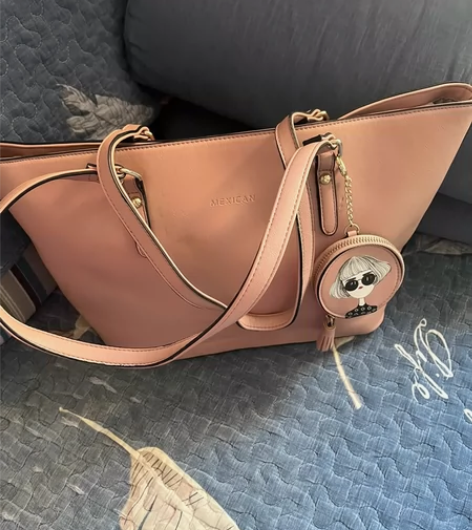 稻草人正品女包 9成新 皮粉色 大包 手拎...