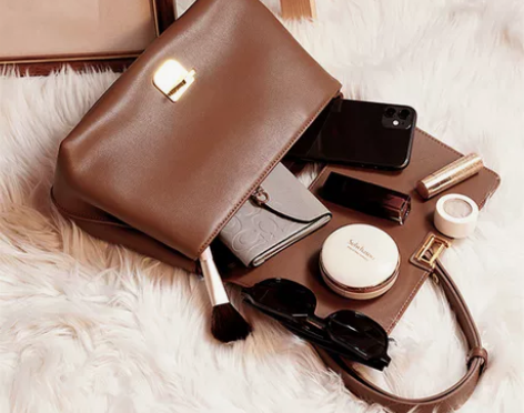 【那蓝】那蓝焦糖色女包 二层牛皮+合成革 ...