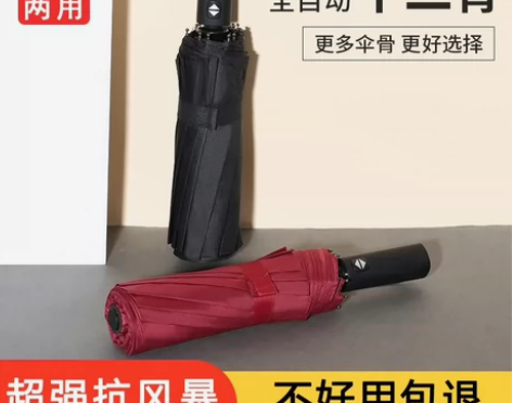 【雨伞12骨只需21.6元】全自动十二骨大...