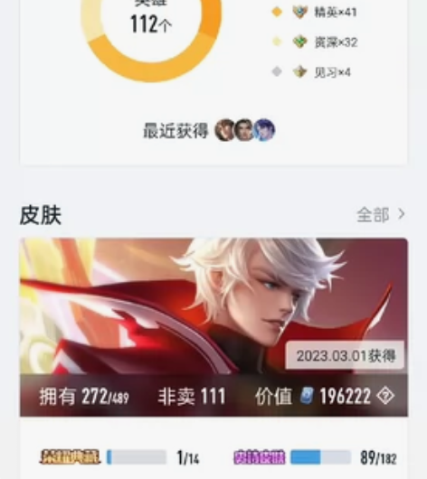 王者荣耀，贵族八，全铭文，273皮肤，一典...