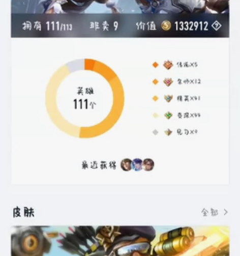 王者荣耀账号(可小刀),英雄差2个,金币8...