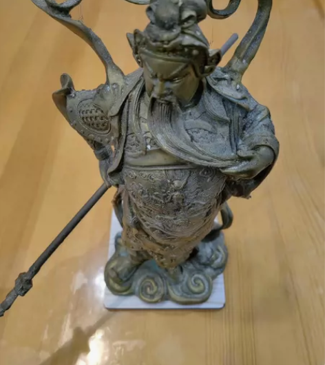 关二爷武圣真君珈蓝护法黄铜精铸摆件， 高2...