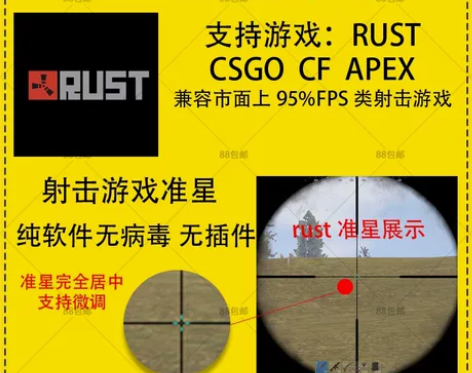 FPS游戏准星，全屏游戏准星，桌面准星。适...
