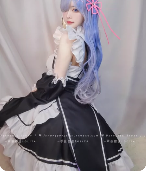 【出租】长发蕾姆女仆装cos服动漫可爱拉姆...