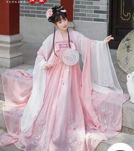 【全新包邮】成年汉服女夏季粉色绣花蓝色樱雀...