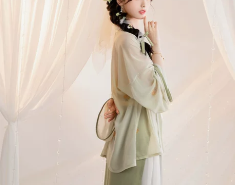 汉服三件套 汉服套装池夏:竹音 宋制对襟衫...