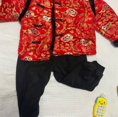 儿童唐装汉服拜年服男女童套装冬装新年装中国...