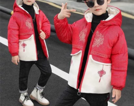 宝宝拜年服男童过年唐装冬款中国风儿童棉服红...
