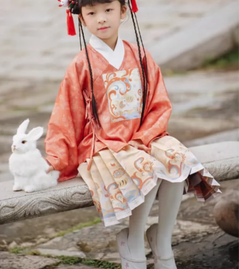 小华小夏汉服女童瑞虎明制改良织金马面中国风...