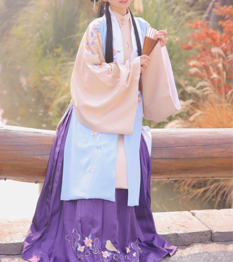 兰若庭 汉服 明制 比甲 圆领 色和绿色3...