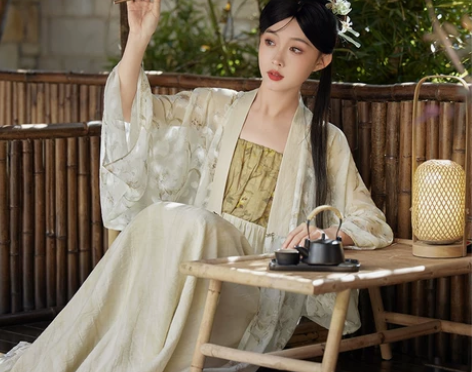 七月夕原创汉服 野渡 直领长衫剪花纱明制合...