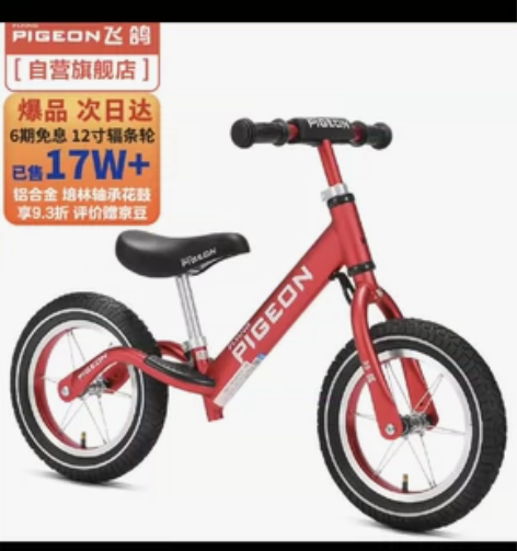 飞鸽儿童平衡车，12岁竞赛款辐条轮，几乎全...