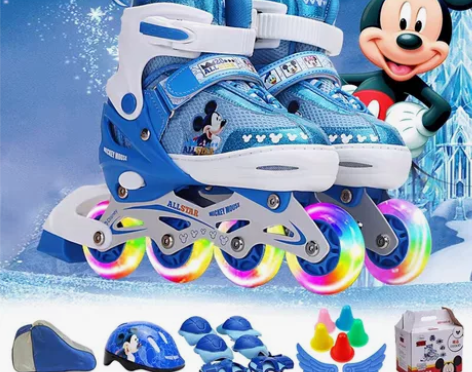 迪士尼溜冰鞋儿童女轮滑鞋套装旱冰初学者 S...