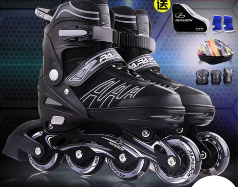 溜冰鞋成人成年旱冰轮滑鞋可调儿童全套装女男...